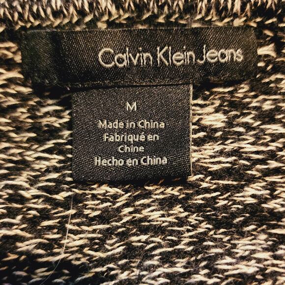 Calvin Klein Jeans Women's Black & White knit sweater V-Neck Pullover Medium - Picture 2 of 7